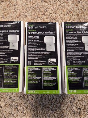 LOT OF 3 Jasco Z-Wave Plus Plug-In Smart Switch 28168 * Ver 5.0 * New, Sealed
